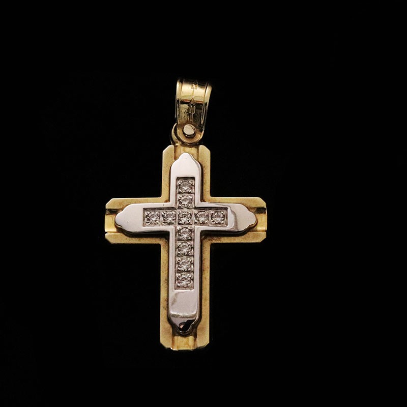 golden cross with cubic zirgonia