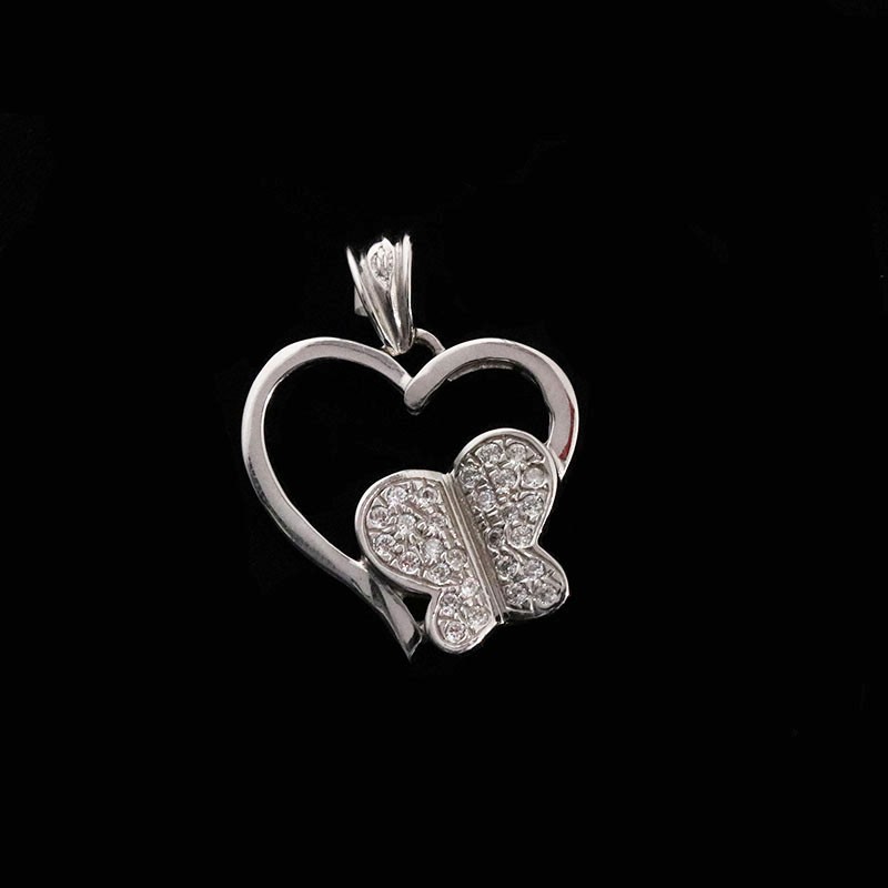 pendant with heart and butterfly