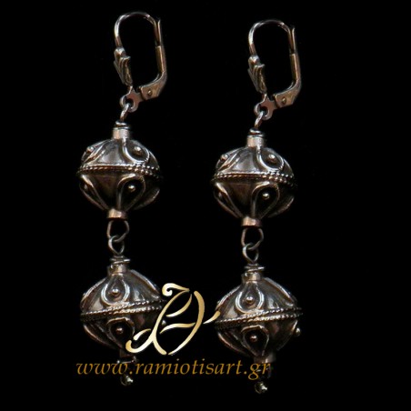 traditional cretan jewellery earrings double " botonia"