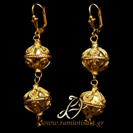 traditional cretan jewellery earrings double " botonia"