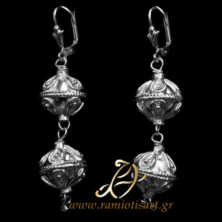 traditional cretan jewellery earrings double " botonia"