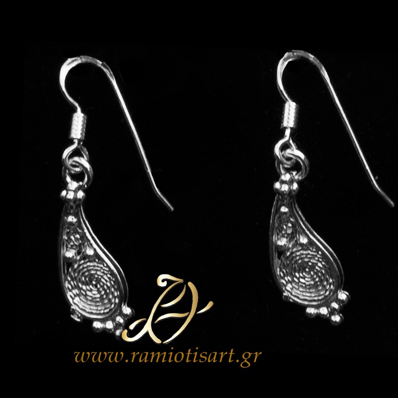 Greek earrings for pierced ears inspired from the traditional giordani of Cyprus MATERIAL SILVER Color natural silver YOUR BUDJET UP TO 50 EURO