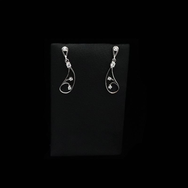 white gold earrings with cubic zirconia