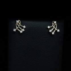 gold earrings with zircon stones
