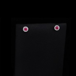 λευκοχρυσα σκουλαρικια με κοκκινα ζιργκον