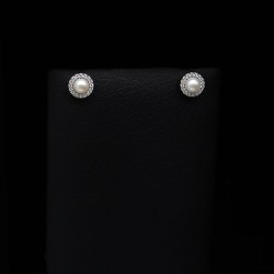 white gold earrings with zircon stones