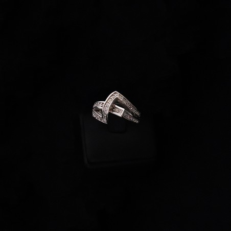 white gold ring with zircon stones