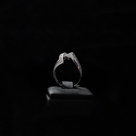 white gold ring with zircon stones