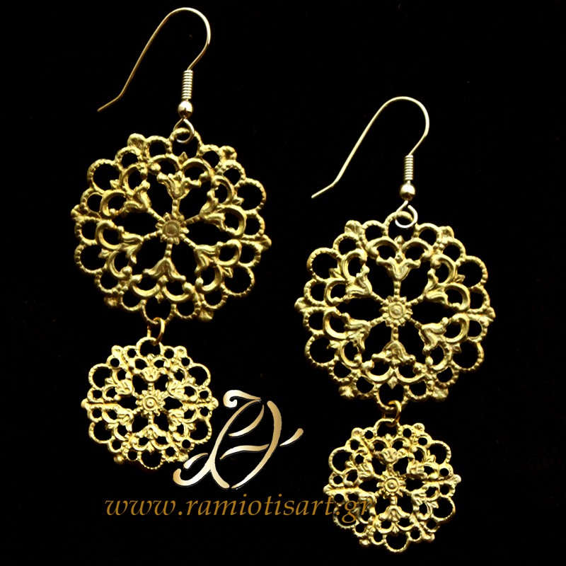 traditional greek earrings long design lace MATERIAL BRONZE YOUR BUDJET UP TO 50 EURO Color Bronze