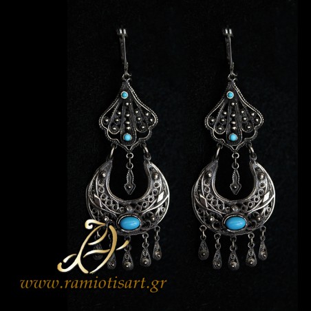 chandelier earrings very long turquoise stones