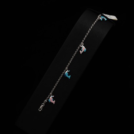 white gold bracelet with dolphins