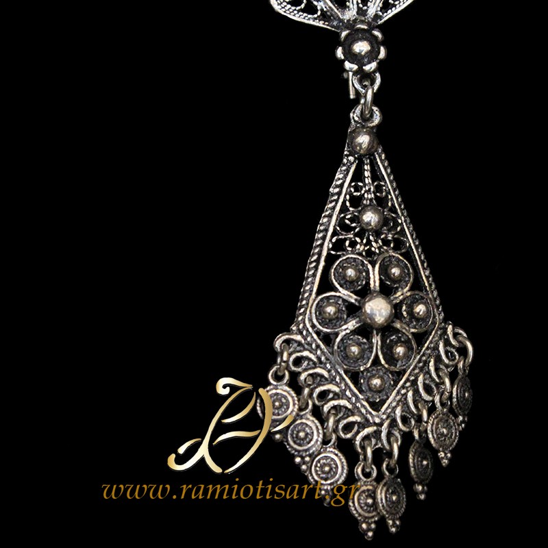 chandelier silver earrings greek folk art...