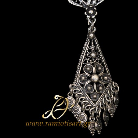 chandelier silver earrings greek folk art jannina art