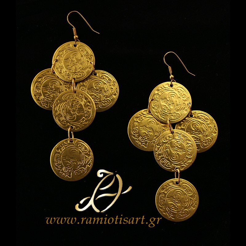 greek earrings with florins design cross MATERIAL BRONZE YOUR BUDJET UP TO 50 EURO Color Bronze