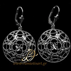 lace earrings silver circles