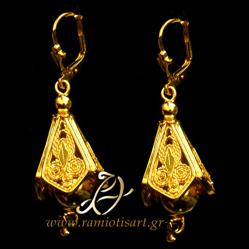 silver earrings "bells" traditional of Evia MATERIAL BRONZE YOUR BUDJET UP TO 50 EURO Color Bronze
