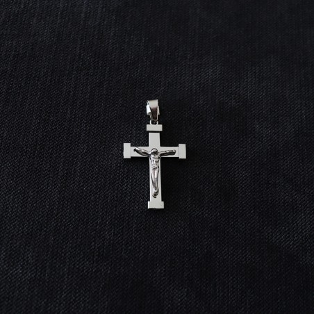 steel cross with Jesus Christ