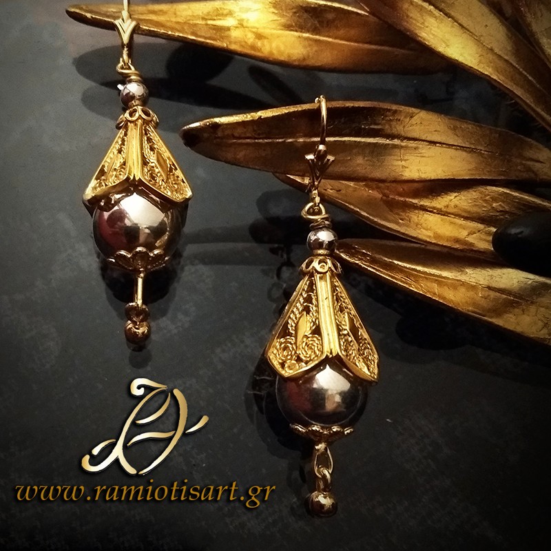 silver earrings "bells" traditional of Evia MATERIAL SILVER YOUR BUDJET 50-100 EURO Color two colored