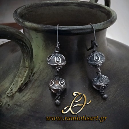 traditional cretan jewellery earrings double " botonia"