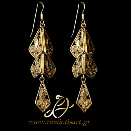 traditional greek filigree vintage earrings inspired from Euboean jewellery