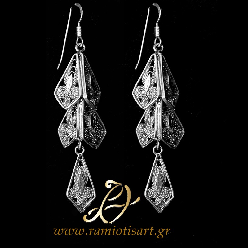 traditional greek filigree vintage earrings inspired from Euboean jewellery MATERIAL SILVER Color natural silver YOUR BUDJET UP TO 50 EURO