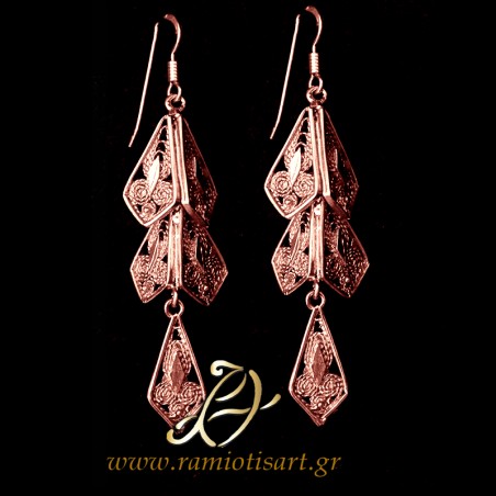 traditional greek filigree vintage earrings inspired from Euboean jewellery
