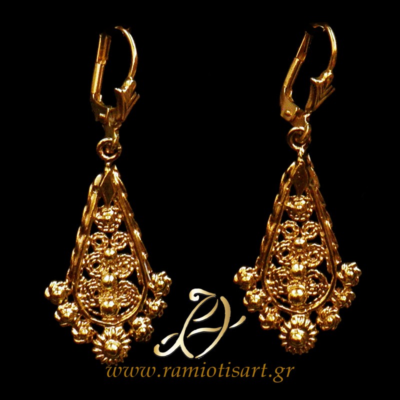 greek filigree earrings design from Euboean "giordani" jewel Color Yellow Gold MATERIAL SILVER YOUR BUDJET UP TO 50 EURO