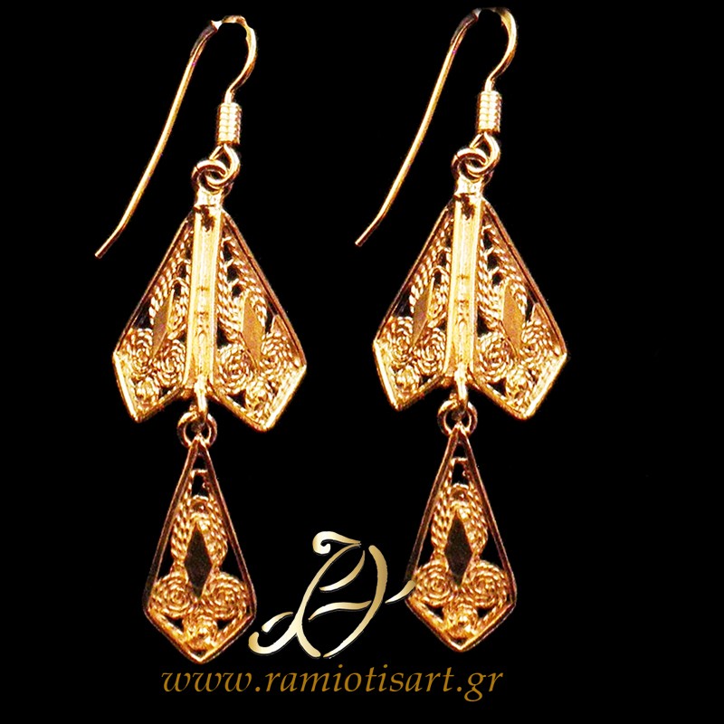 filigree greek earrings design inspired from a vintage giordani of North Evia Color Yellow Gold MATERIAL SILVER YOUR BUDJET UP TO 50 EURO