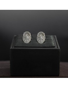 silver cufflinks with the Crucified