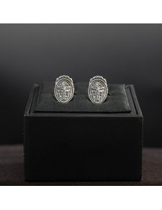 silver cufflinks with the Crucified