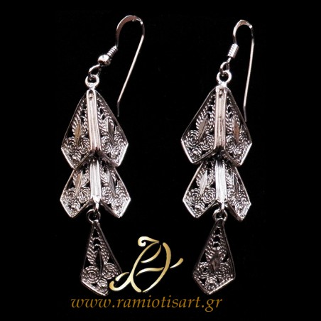traditional greek filigree vintage earrings inspired from Euboean jewellery
