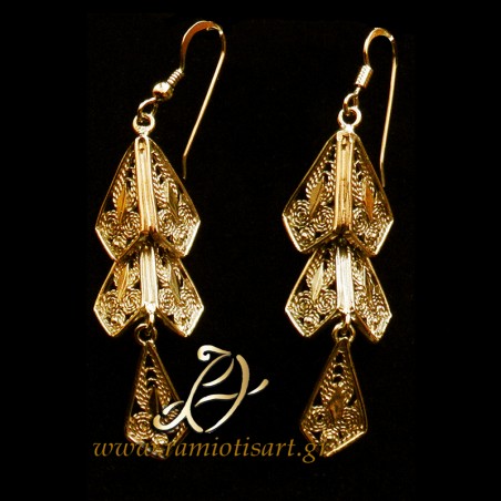 traditional greek filigree vintage earrings inspired from Euboean jewellery