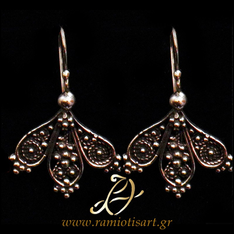 "butterfly" earrings filigree design from traditional Cyprus necklace MATERIAL SILVER YOUR BUDJET UP TO 50 EURO Color oxidized silver