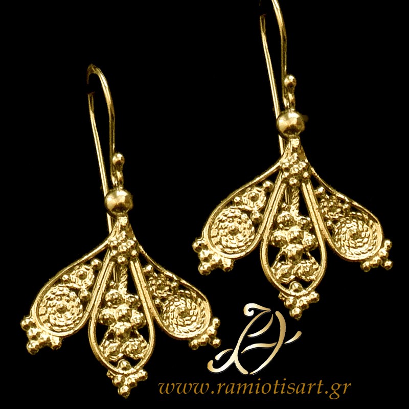 "butterfly" earrings filigree design from traditional Cyprus necklace Color Yellow Gold MATERIAL SILVER YOUR BUDJET UP TO 50 EURO