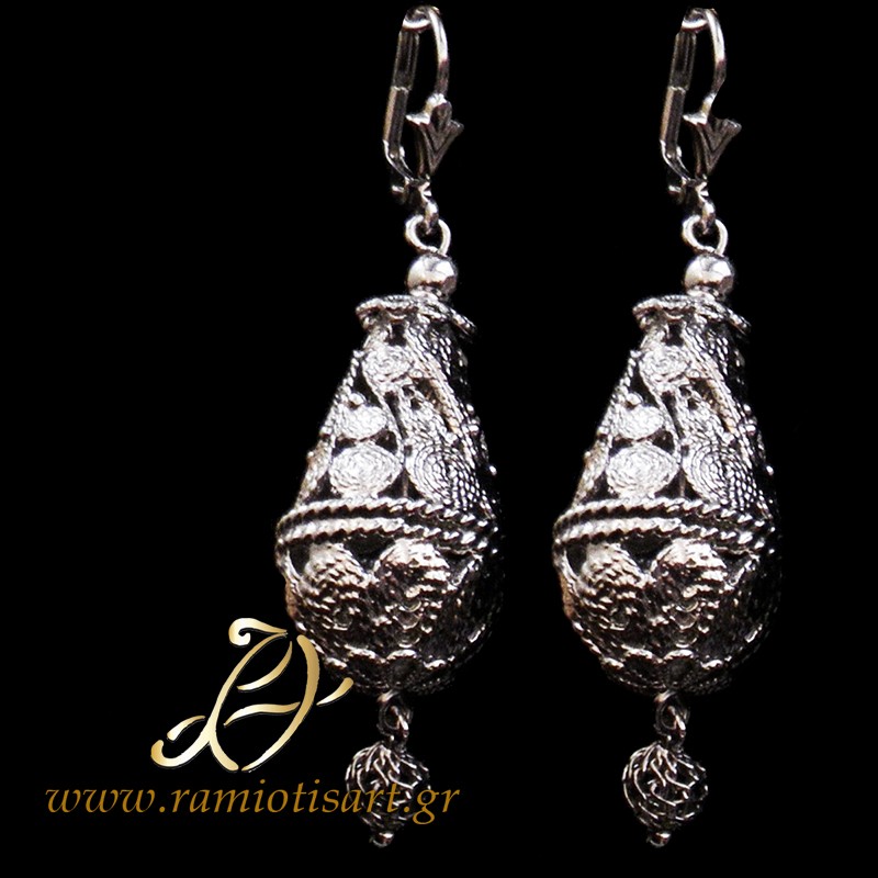 traditional Cyprus earrings silver filigree MATERIAL SILVER Color natural silver YOUR BUDJET UP TO 50 EURO