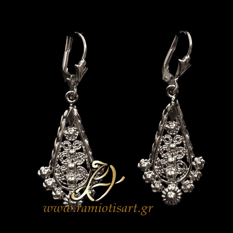 greek filigree earrings design from Euboean "giordani" jewel MATERIAL SILVER Color natural silver YOUR BUDJET UP TO 50 EURO