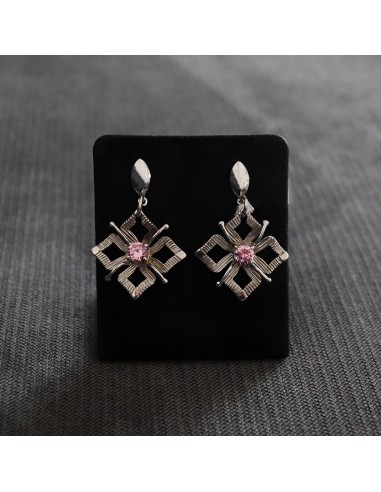 PENDANT EARRINGS WITH PINK ZIRCONIA STONES