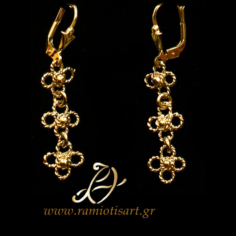 traditional daisy earrings greek jannina art Color Yellow Gold MATERIAL SILVER YOUR BUDJET UP TO 50 EURO