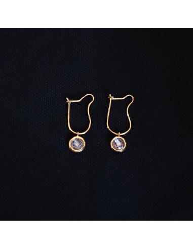 GOLD HANGING EARRINGS WITH CUBIC ZIRCONIA