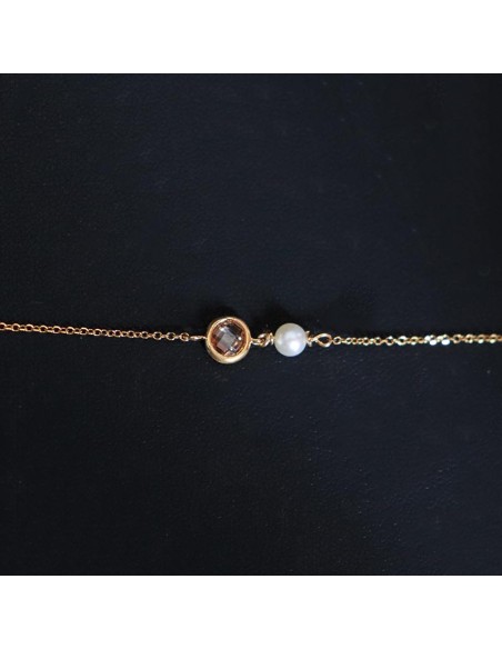 GOLD BRACELET WITH PEARL AND CITRIN