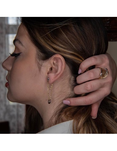 asymmetric gold ring with zircon stones