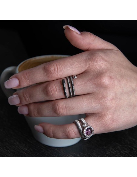 RING WITH SYNTHETIC STONE PURPLE