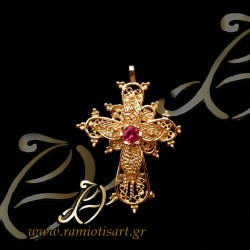 traditional greek cross for women with central stone small