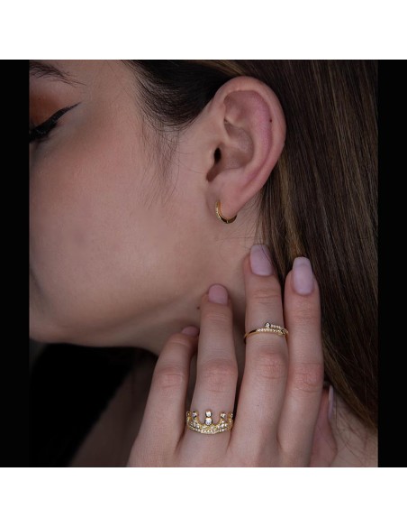 GOLD PLATED SILVER RING WITH CUBIC ZIRCONIA STONE