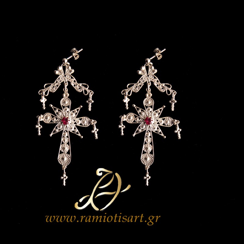 earrings cross design long inspired from the traditional cretan cross MATERIAL SILVER Color Black gold YOUR BUDJET 100-150 EURO