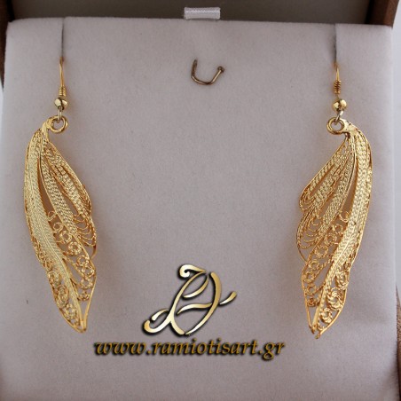 silver earrings leaf filigree