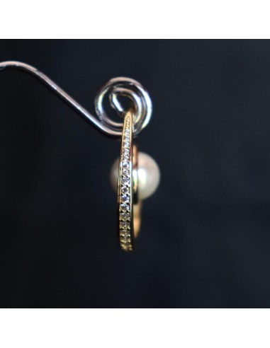 GOLD PLATED EARRINGS WITH CUBIC ZIRCONIA AND PEARL