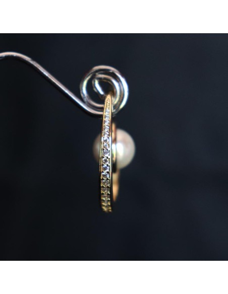GOLD PLATED EARRINGS WITH CUBIC ZIRCONIA AND PEARL