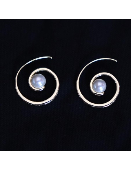 GOLD PLATED EARRINGS WITH CUBIC ZIRCONIA AND PEARL