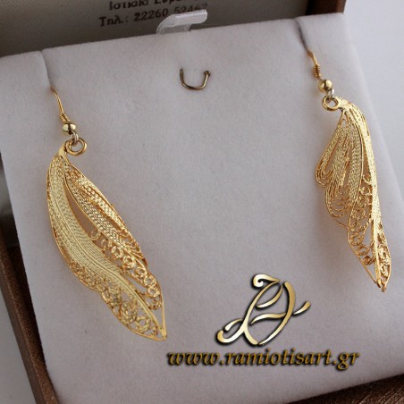 silver earrings leaf filigree